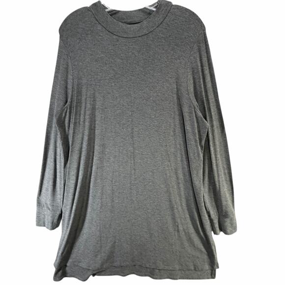 Eileen Fisher Lyocell Stretch Mock Neck Tunic Dress Large Gray Minimalist Modern - Picture 2 of 13
